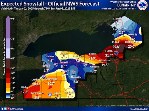 lake-effect snow warnings issued for upstate new york.
